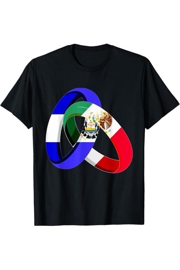 100% pure cotton for both men and womenEl Salvador Flag Mexico Grown Ring Marriage Wedding T-Shirt