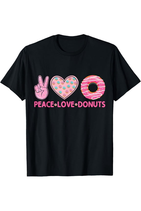 100% pure cotton for both men and womenFunny Doughnut Donut Lover - Peace Love Donuts Themed T-Shirt