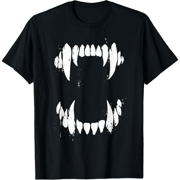 100% pure cotton for both men and womenHalloween Horror Wolf Dog Vampire Monster Teeth Costume T-Shirt