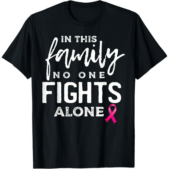 100% pure cotton for both men and womenIn this family no one fights alone breast cancer gift T-Shirt
