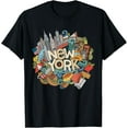 thumbnail image 1 of 100% pure cotton for both men and womenNew York City NYC Iconic Skyline Big Apple Gift Souvenir T-Shirt, 1 of 6
