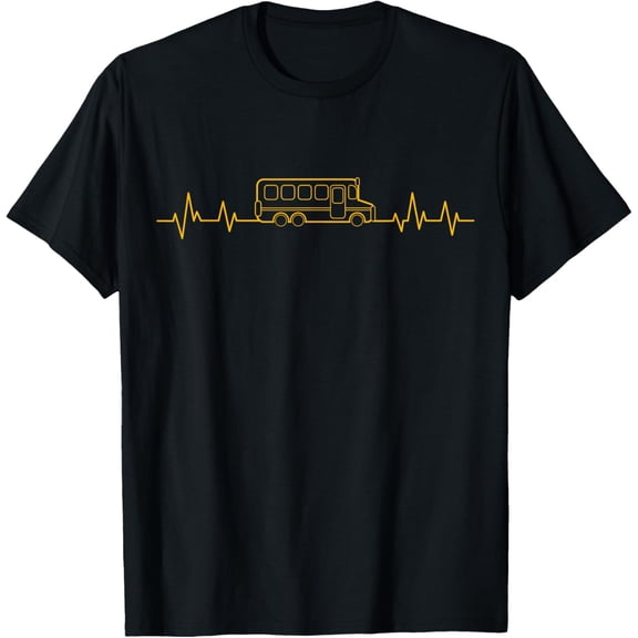 100% pure cotton for both men and womenSchool Bus Driver Heartbeat Yellow Shuttle Student Transit T-Shirt
