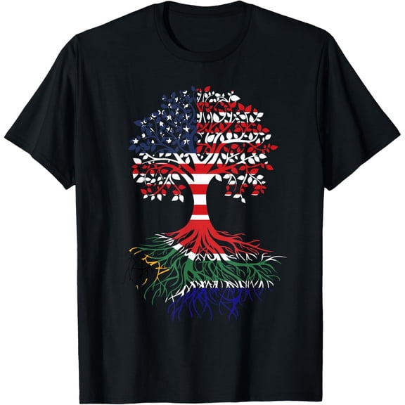 100% pure cotton for both men and womenSouth African Roots American Grown Tree Flag T-Shirt