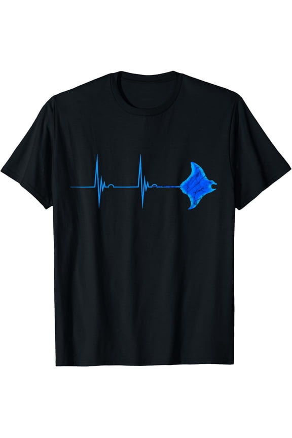 100% pure cotton for both men and womenStingray Manta Ray Heartbeat EKG Pulseline Sea Life Animals T-Shirt