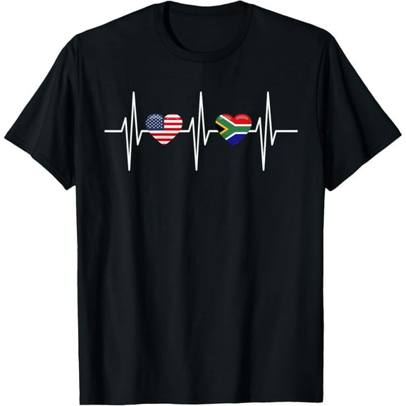 100% pure cotton for both men and womenUSA South Africa Shirt America South African Flag Heart T-Shirt