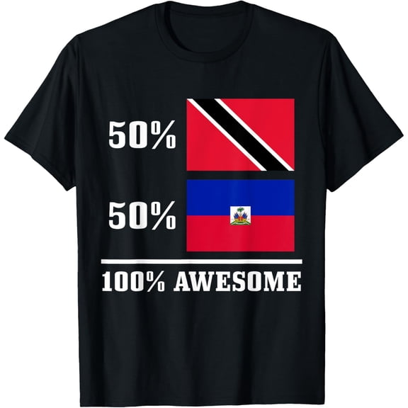 100% pure cotton short-sleeved for men and women50% Trinidad & Tobago 50% Haiti Flag T-Shirt