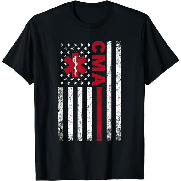 100% pure cotton short-sleeved for men and womenCMA - Certified Medical Assistant American Flag T-Shirt