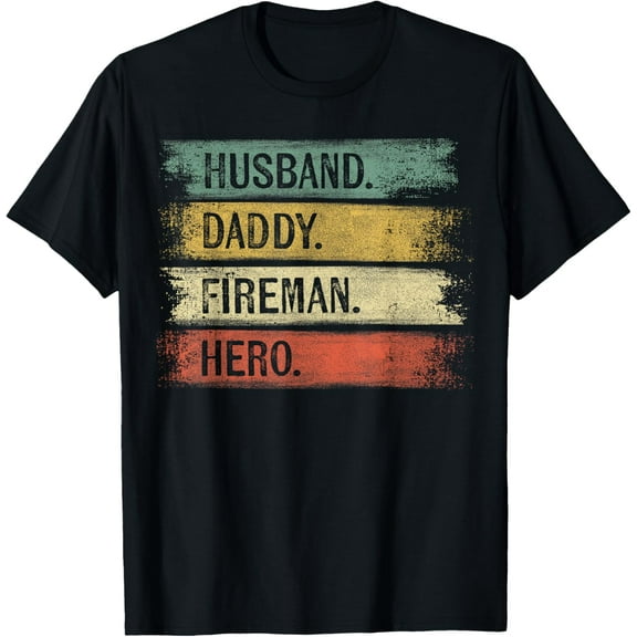 100% pure cotton short-sleeved for men and womenHusband Daddy Fireman Hero Firefighter Father's Day Gift Dad T-Shirt