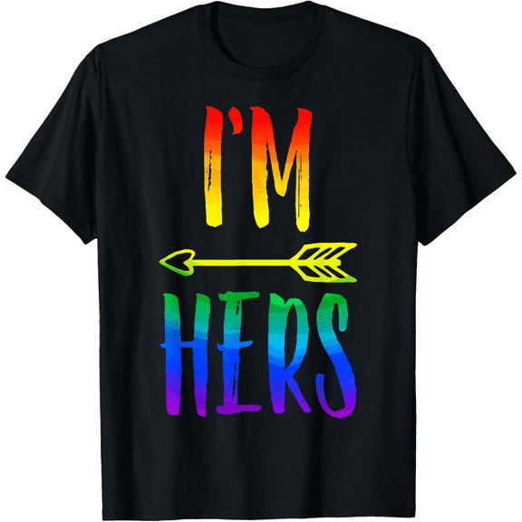 100% pure cotton short-sleeved for men and womenLGBT Pride I'm Her She's Mine Lesbian Couple Matching Lover T-Shirt
