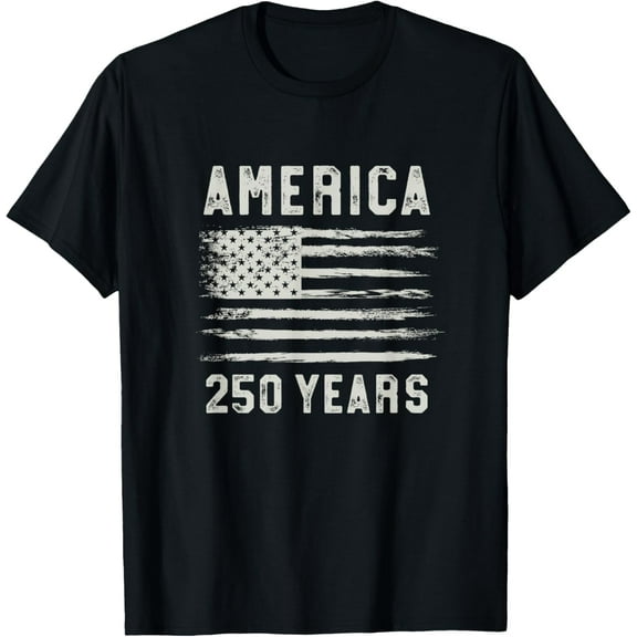 100% pure cotton short-sleeved men and womenAmerica 250th Birthday Anniversary Grunge Flag USA T-Shirt