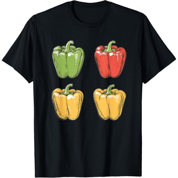 100% pure cotton short-sleeved men and womenBell Peppers Retro Vintage T-Shirt