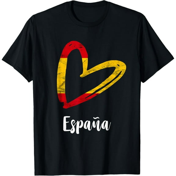 100% pure cotton short-sleeved men and womenEspana Spanish Flag Heart Spanish Roots Espanol Spain Flag T-Shirt