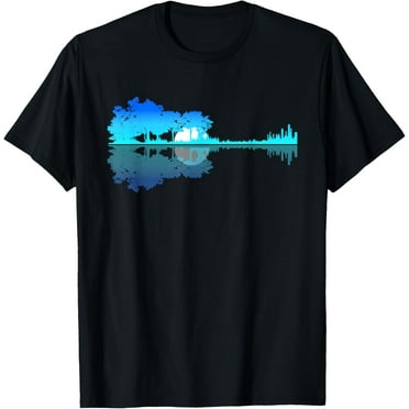 100% pure cotton short-sleeved men and womenGuitar Lake Shadow Love Guitar Musician T-Shirt