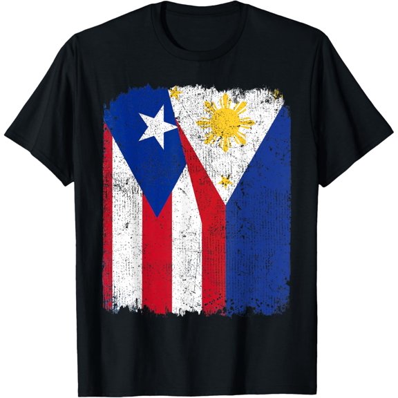 100% pure cotton short-sleeved men and womenHalf Puerto Rican Half Filipino Flag Heritage Pride Roots T-Shirt