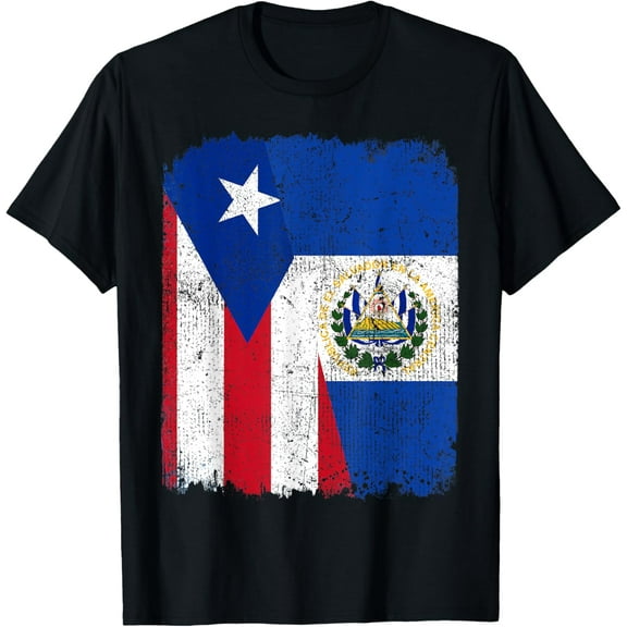 100% pure cotton short-sleeved men and womenHalf Puerto Rican Half Salvadoran Flag Heritage Pride Roots T-Shirt