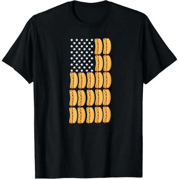 100% pure cotton short-sleeved men and womenHot Dog American Vintage USA Flag Patriotic T-Shirt