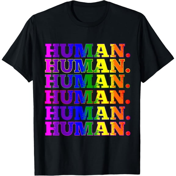 100% pure cotton short-sleeved men and womenHuman LGBT Rainbow Flag Lesbian Gay LGBT Pride Month Gift T-Shirt