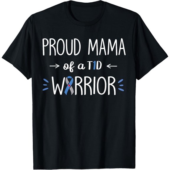100% pure cotton short-sleeved men and womenProud Mom Of A T1D Warrior Diabetes Awareness Support Squad T-Shirt