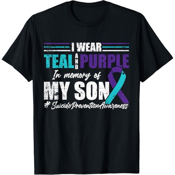 100% pure cotton short-sleeved men and womenSuicide Depression Teal Purple For Son Prevention T-Shirt