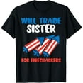 thumbnail image 1 of 100% pure cotton short-sleeved men and womenTrade Sister For Firecrackers Funny Boys 4th Of July Kids T-Shirt, 1 of 5