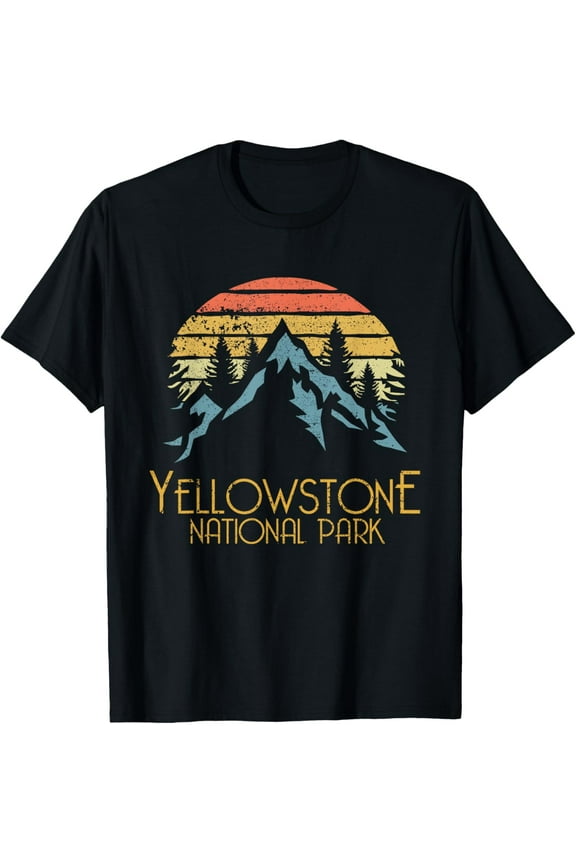 100% pure cotton short-sleeved men and womenVintage Retro Yellowstone National Park WY T Shirt T-Shirt