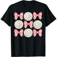 thumbnail image 1 of 100% pure cotton short-sleeved men and womenVolleyball Mom Sister Tween Teen Girl Girly Pink Bow Preppy T-Shirt, 1 of 5
