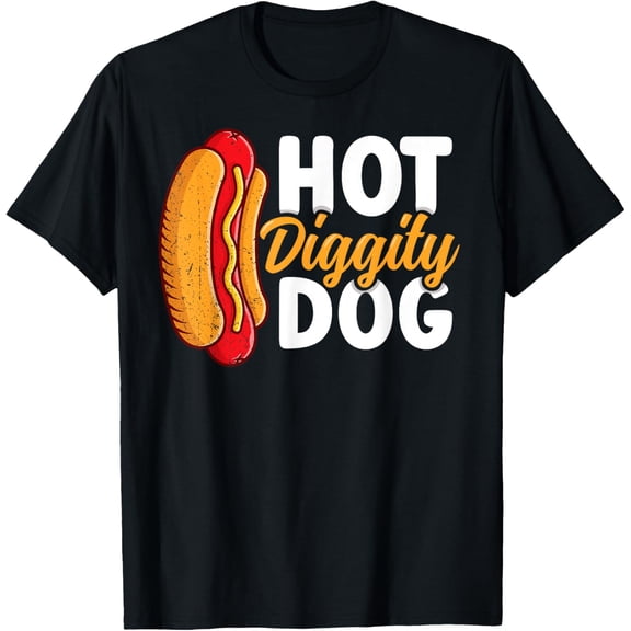 100% pure cotton short-sleeved men and womenhotdog 4th of july hotdogs lovers hot diggity dog funny T-Shirt