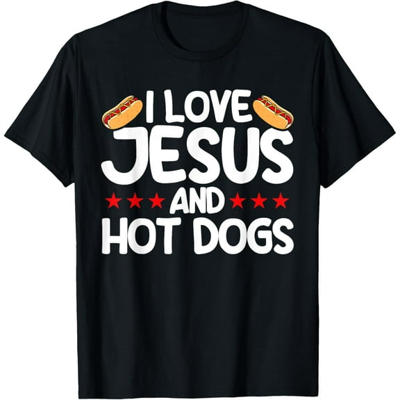 100% pure cotton short-sleeved shirts for both men and womenHot Dog Adult I Love Jesus And Hot Dogs T-Shirt