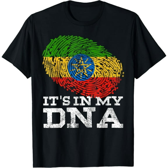 100% pure cotton short-sleeved shirts for both men and womenIt's In My DNA Ethiopian Gifts Horn of Africa Ethiopia Flag T-Shirt