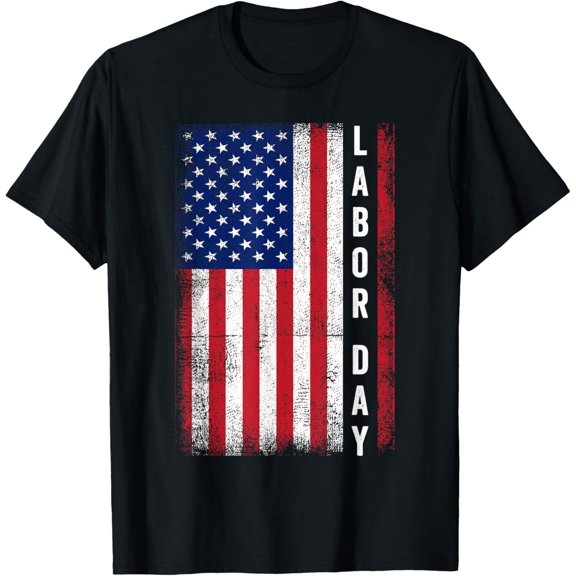 100% pure cotton short-sleeved shirts for both men and womenUSA Flag Labor Day T-ShirtLabor Day