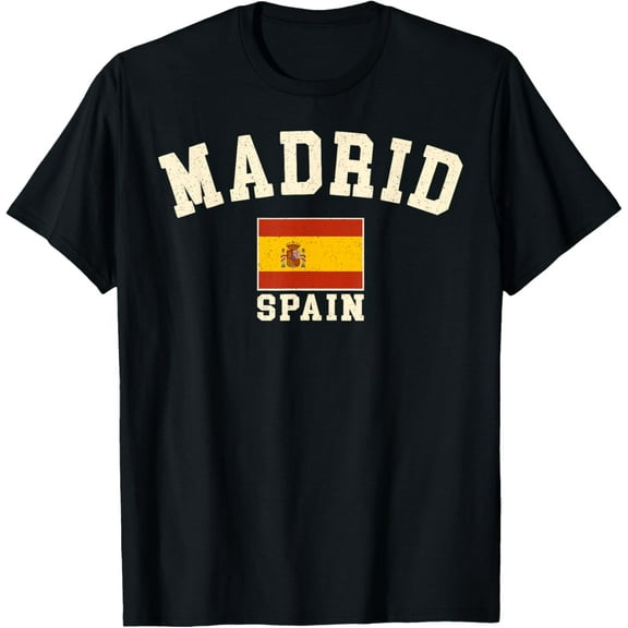 100% pure cotton short-sleeved shirts for both men and womenVintage Madrid Spain Spanish Flag España Souvenir Retro T-Shirt