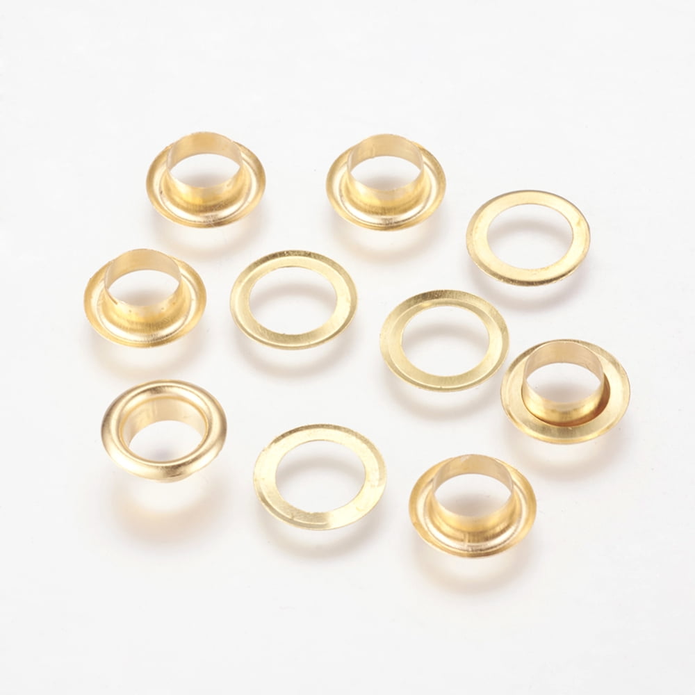 100 set Brass Eyelets Ring Rivet Snaps Golden 15x3.8mm Hole: 10mm ...