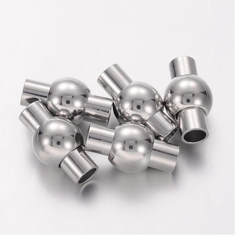 100 set Brass Magnetic Clasps with Glue-in Ends Nickel Free Oval Platinum 17x8.5mm Hole: 4mm