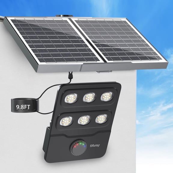 100 solar floodlights outdoor, 18 high-power solar street lights with motion sensor, 4 lighting modes, 3000/4000/6500, dusk to dawn, 9.8 feet cable, adjustable angle, pole and wall-mounted