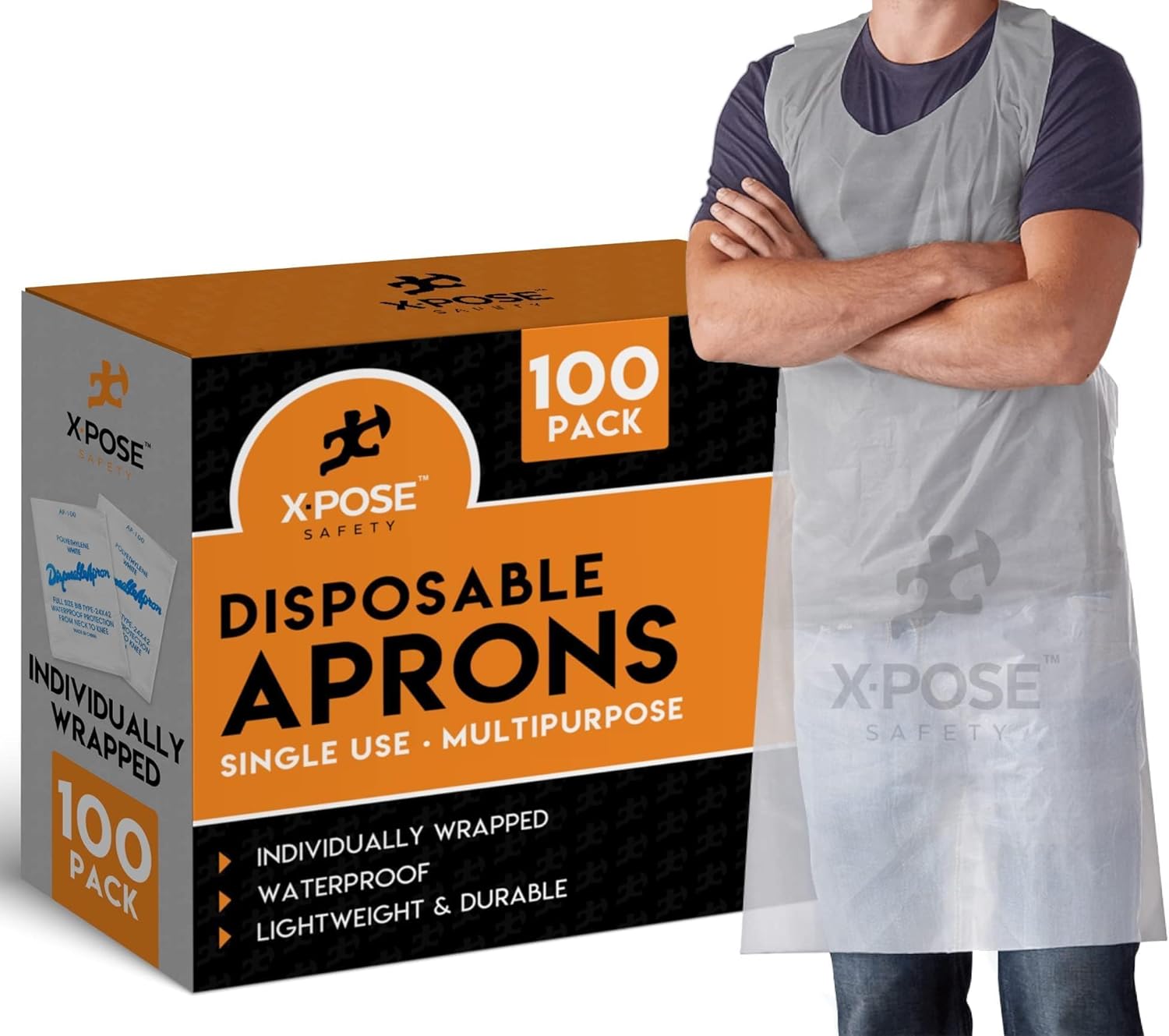 **100 white plastic disposable aprons for cooking & more individually ...