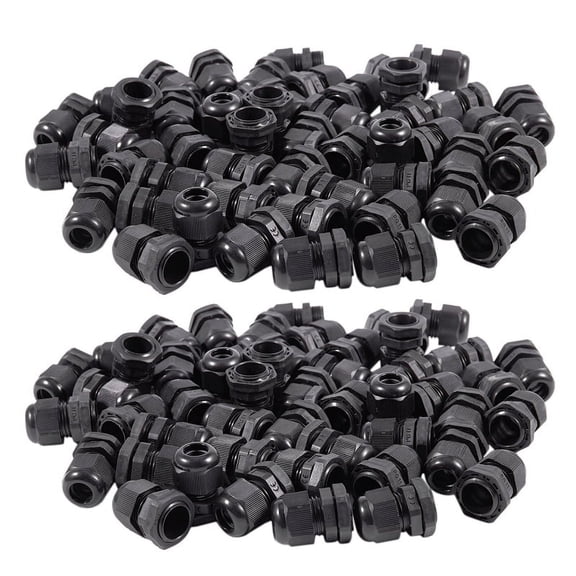 100 x Black Plastic Waterproof Connector PG11 5-10mm Diameter Cable Gland
