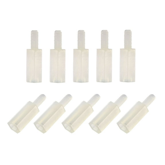100 x Nylon Hex Standoff Spacer M2.5x10 Female to M2.5x6 Male gray white