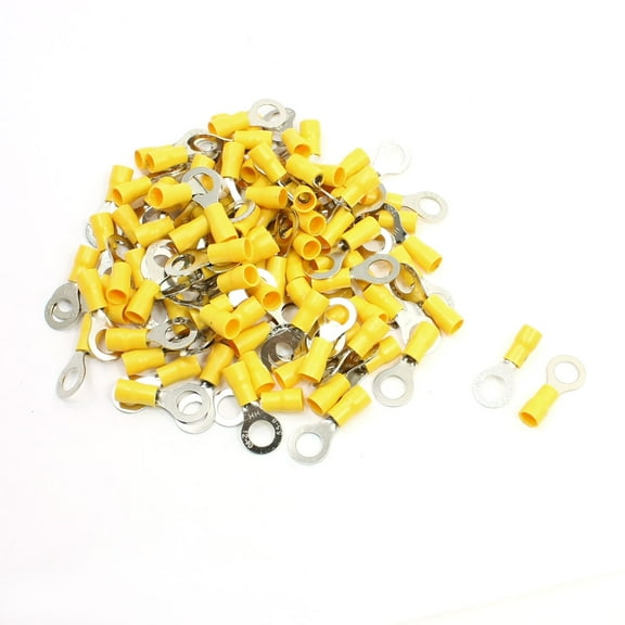 100Pcs Insulated Sleeve Ring Terminal Cable Lug RV5.5-8 for AWG 12-10 4-6mm2