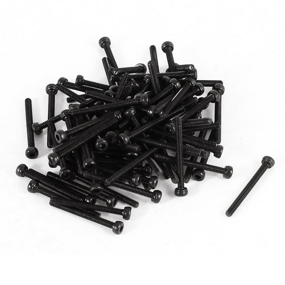 100 x Steel Alloy 12.9 Hex Socket Pan Head Knurled Cap Screw Bolt M2x20 Black