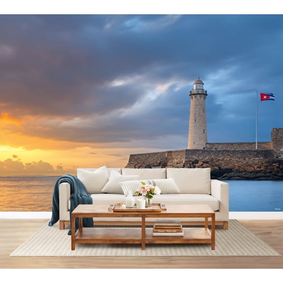 100"x144" Wall Mural Peel and Stick Wallpaper Faro Castillo del Morro lighthouse Wall Decor Self Adhesive Removable Wall Stickers for Bedroom Living Room