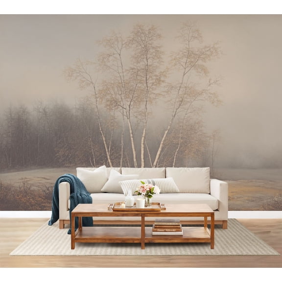 100"x144" Wall Mural Peel and Stick Wallpaper Pastoral Tree Landscape Soft Sepia Wall Decor Self Adhesive Removable Wall Stickers for Bedroom Living Room