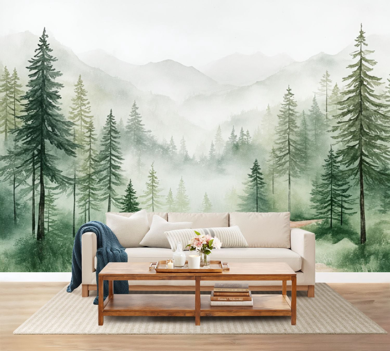 100"x144" Wall Mural Peel and Stick Wallpaper Serene Forest Landscape ...