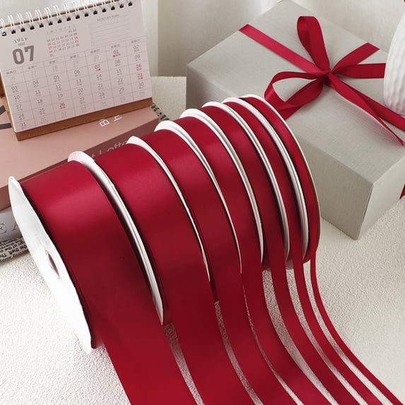 Tivamiko Single Face Satin Polyester Ribbon for Sewing, Crafts and Gifting, 100 Yard, 5/8 Inch, Wine Red