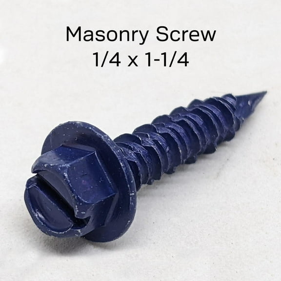 (1000) 1/4" x 1-1/4" Slotted Hex Washer Head Tapcon Blue Masonry Concrete Screws BULK BOX