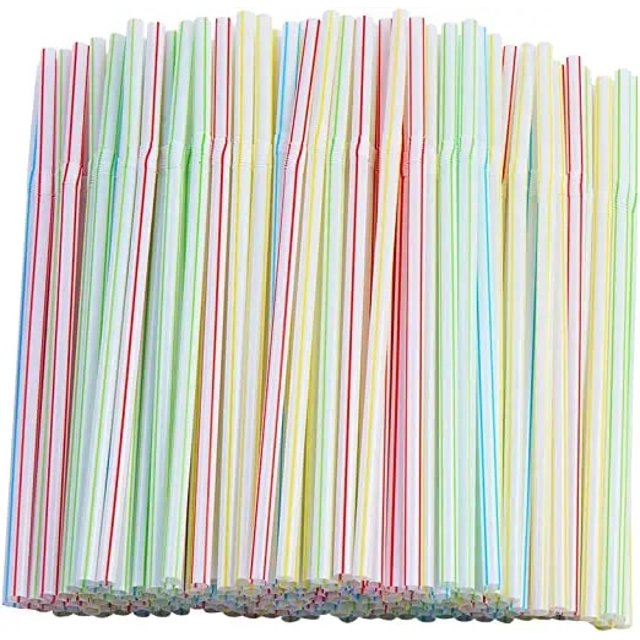 1000100Counts Neon Colored Flexible Plastic Drinking Straws Disposable