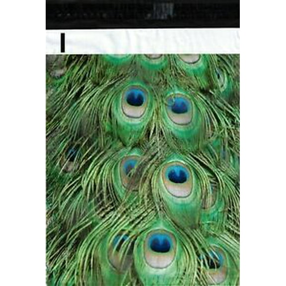 1000 10x13 Peacock Feathers Designer Poly Mailers Envelopes Boutique Custom Bags