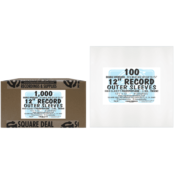 (1000-Pack) Double Oversized 12" Vinyl Record Outer Sleeves – 3 Mil High-Clarity- Archival Protection