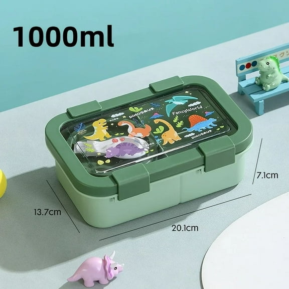 1000/1350ml Cartoon Lunch Box with Soup Bowl Bento Box Buckle Design Sealed and Leak-proof Portable Food Storage Container