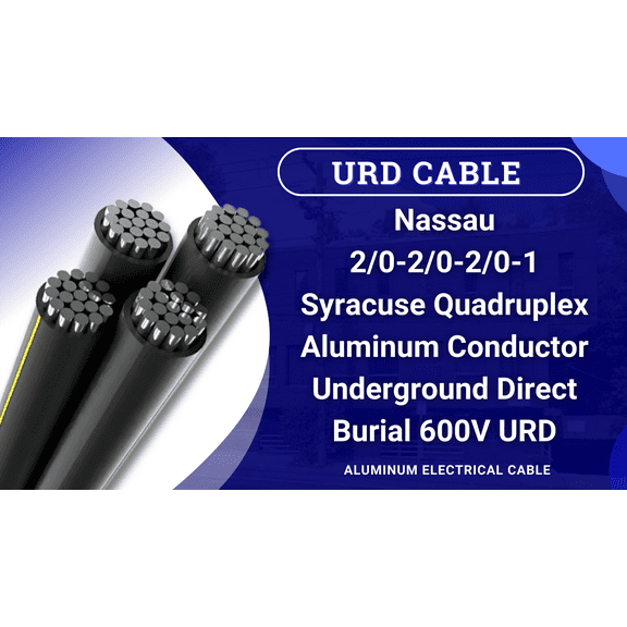 1000' 2/0-2/0-2/0-1 Syracuse Aluminum URD Quadruplex Cable 600 Volt Wire