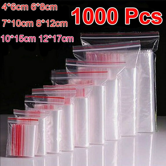1000/200/100Pcs Plastic Bags Poly Bags Clear Resealable Lock Fresh-keeping Dustproof Reclosable Home kitchen